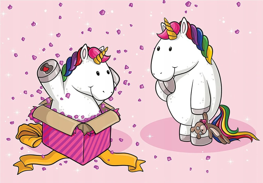 Fotótapéta flizelina Unikornisok mágia szín szivárvány ajándék 520x318 +ragasztó