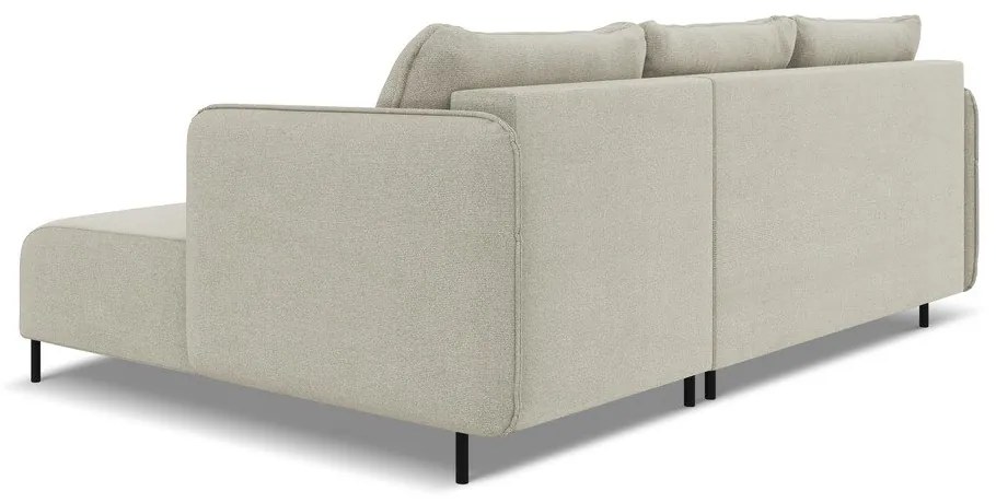 Bézs kinyitható-tárolóhelyes sarokkanapé (jobb oldali) Luana – Makamii