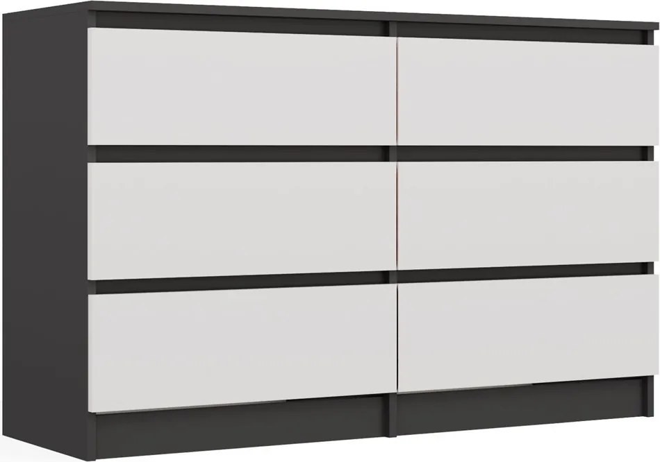 M6 120 fiókos szekrény, 120x75x30 cm, antracit-fehér