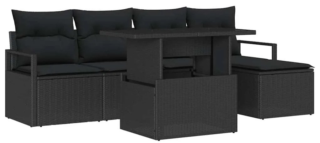Kerti Kanapé Szett párnával 6 pcs Fekete
