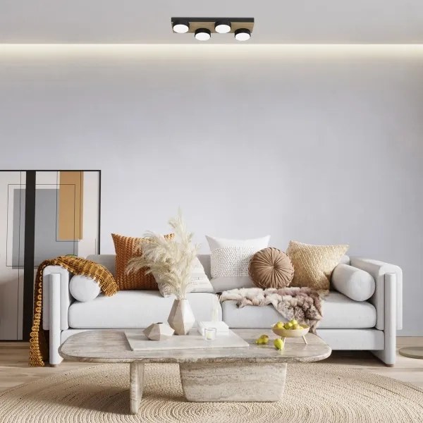 Mennyezeti lámpa SEMA 4xGX53/15W/230V fekete/barna/tölgy