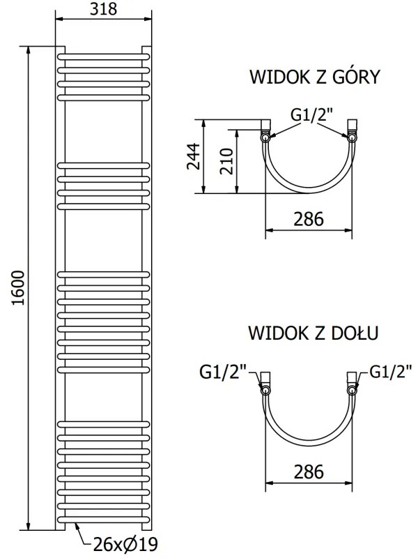 Mexen Eros, fűtőelem 1600 x 318 mm, 549 W, fekete, W112-1600-318-00-70