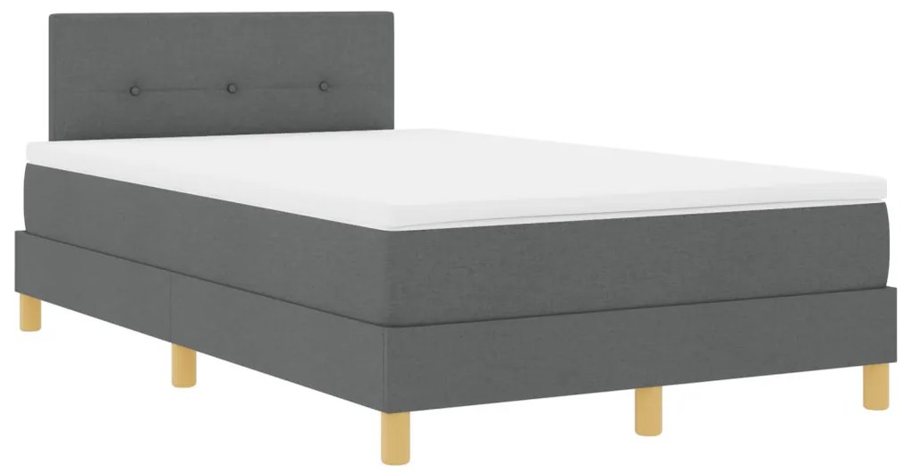 Box Spring Ágy Matraccal &amp; LED Sötétszürke 120x190 cm Szövet