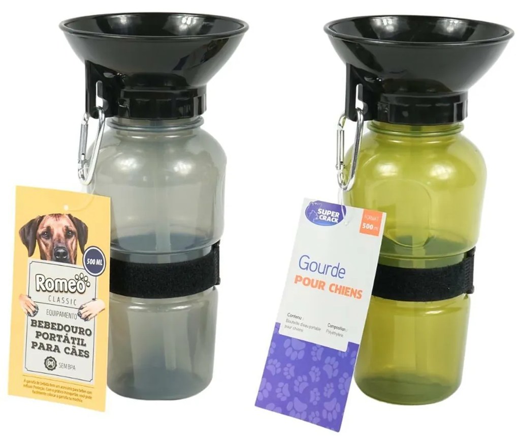 DOGS utazó palack tállal kutyák számára 500 ml - többféle színben Termék színe: Szürke