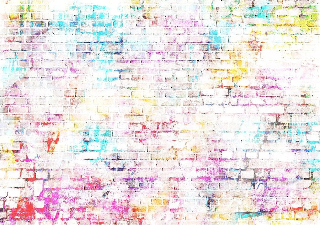 Flizelin fotótapéta Színes tégla Absztrakt falikép 200x140 +ragasztó