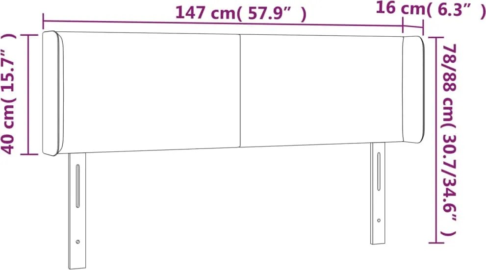 krémszínű műbőr szárnyas fejtámla 147x16x78/88 cm