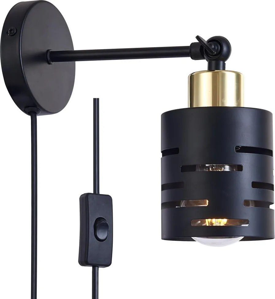 Fali spotlámpa kapcsolóval ELEN 1xE27/35W/230V fekete/arany