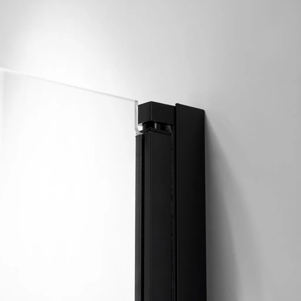 Stuxi Verona Big Black 240 cm széles kétszárnyú csukló zuhanyajtó, 6 mm vízlepergető üveggel, matt fekete profillal, 195 cm magas
