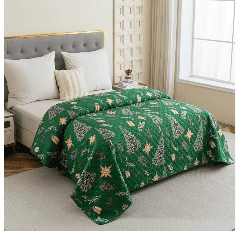Ágytakaró GREEN CHRISTMAS zöld Méret: 170 x 210 cm