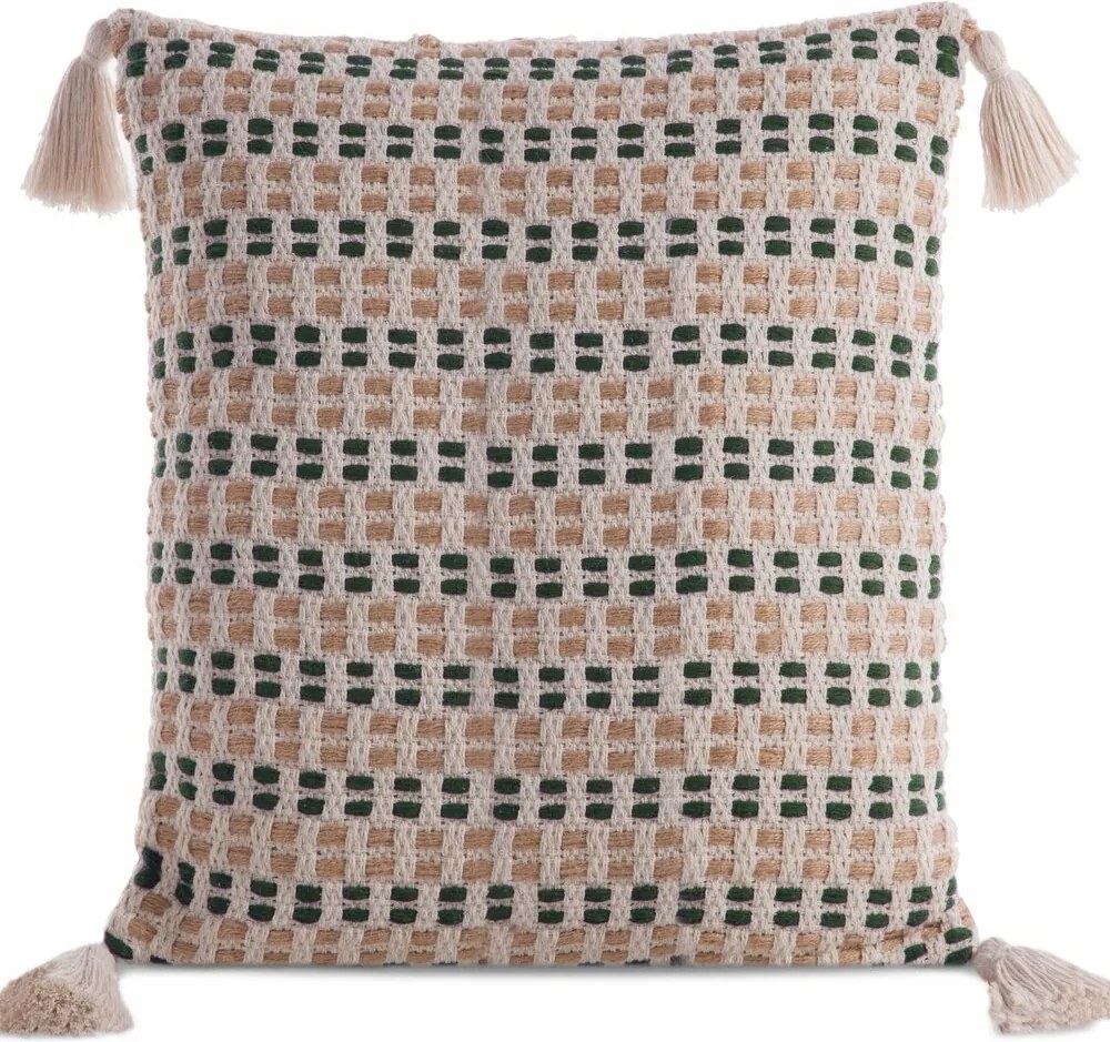Dekoratív párnahuzat BOHO-9 45x45 Eurofirany krém zöld