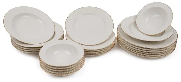 24 darabos porcelán étkészlet — fehér/arany