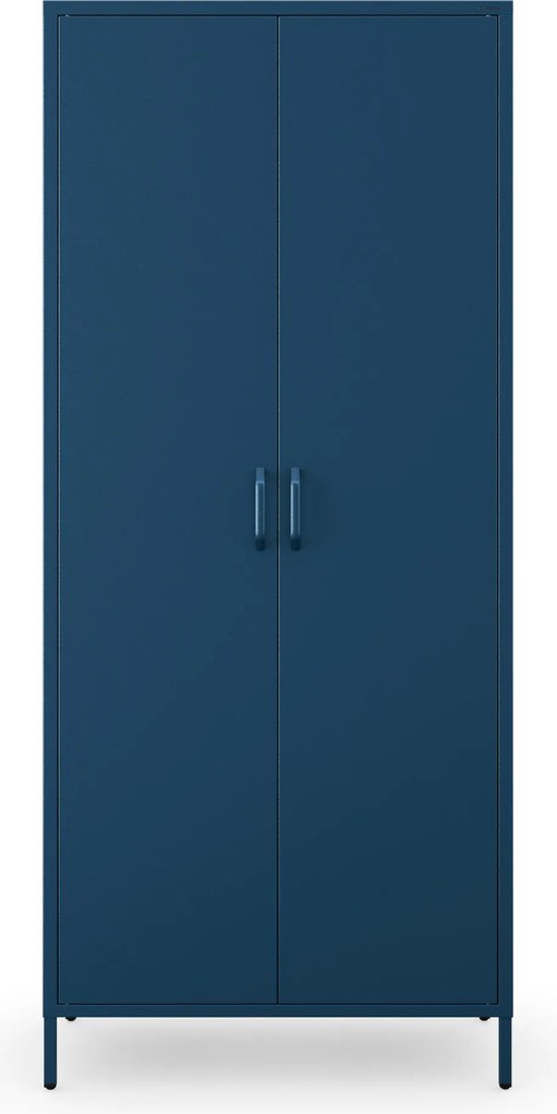 Ruhásszekrény fém loft stílusú lábakon sötétkék, 800x1850x450 mm: FLAVIO Modern