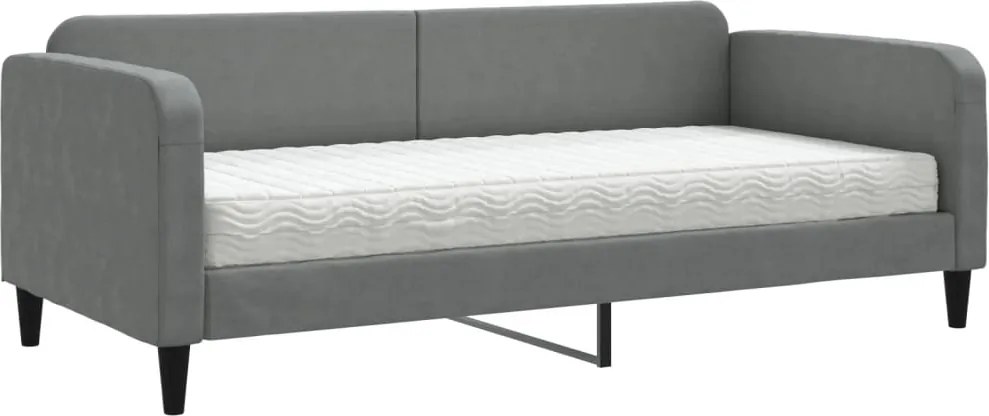 vidaXL sötétszürke szövet heverő matraccal 90 x 200 cm