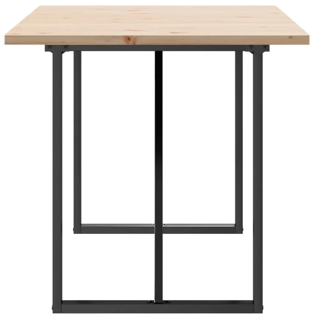 Tömör fenyőfa és acél étkezőasztal O-vázzal 140x80x75,5 cm
