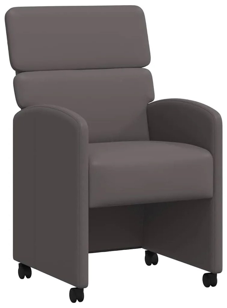 vidaXL Kerekes Étkező Székek 2 pcs Szürke 58 x 65 x 98 cm Műbőr