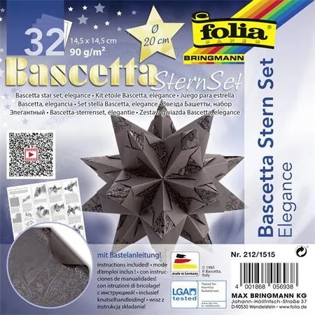 Bascetta csillag készlet, 14,5x14,5 cm, 90 g, 32 lap, FOLIA, barna-indiai álom (FL2121515)