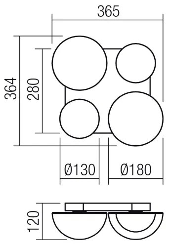 Redo 01-4333 - LED mennyezeti lámpatest LUMIEN 4xLED/26W/230V 2700/3000K CRI90 fekete