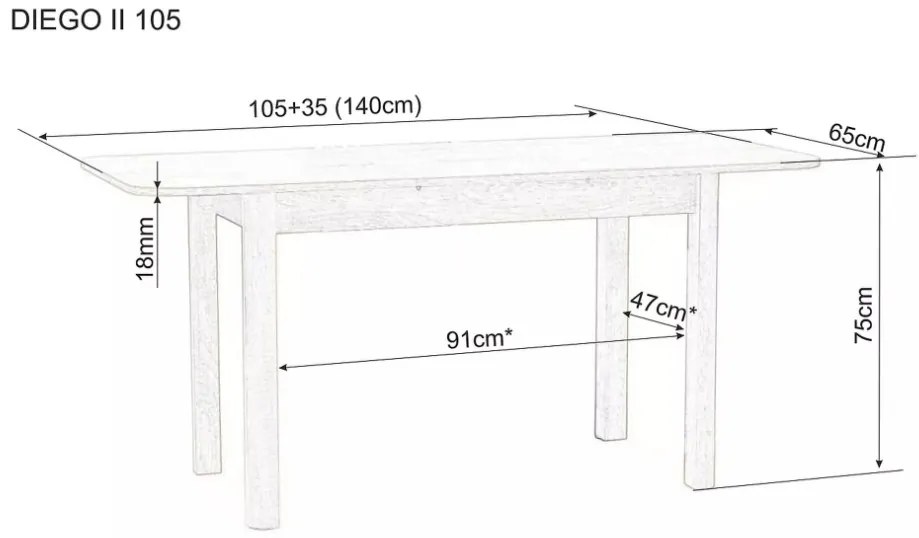 Diego II bővíthető asztal sonoma tölgy 105-140 cm