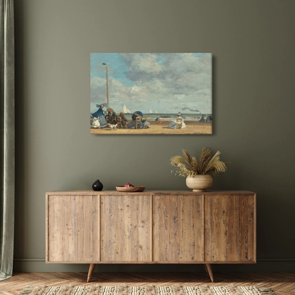 Kép - Eugène Boudin, Beach at Trouville, reprodukciók (90x60 cm)