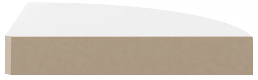 úszó sarokpolc magasfényű fehér MDF 25 x 25 x 3,8 cm