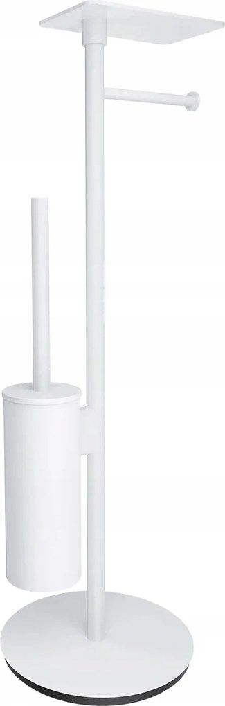 Wc-papír És Wc-kefe Tartó Állvány Polccal Fehér Matt Omnires