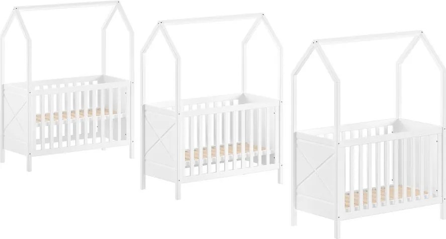 Fehér borovi fenyő babaágy állítható magassággal 60x120 cm Scott – Vipack