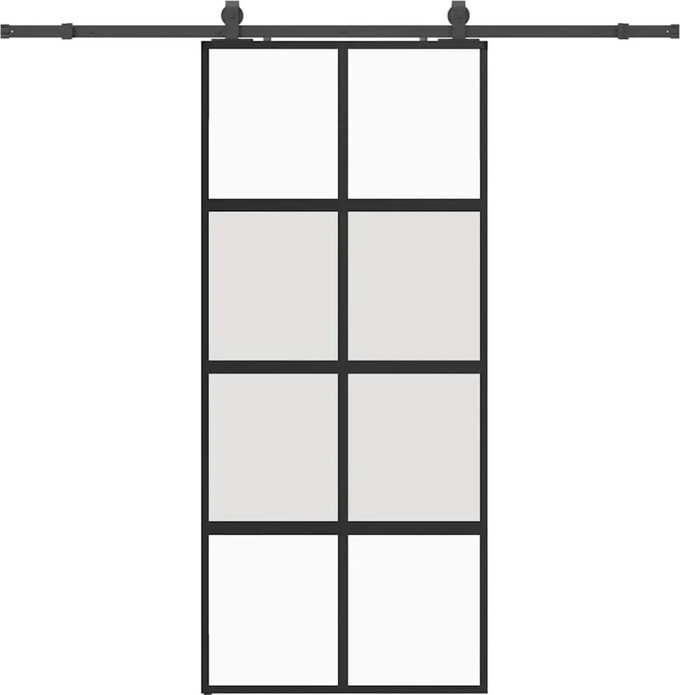 vidaXL fekete edzett üveg tolóajtó fémszerelék szettel 90x205 cm