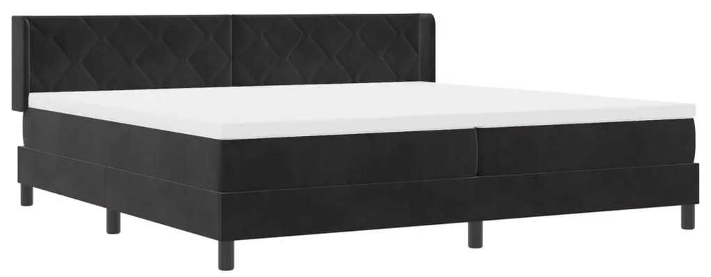 Rugós Ágy Matrac nélkül Fekete 200x200 cm Bársonyos