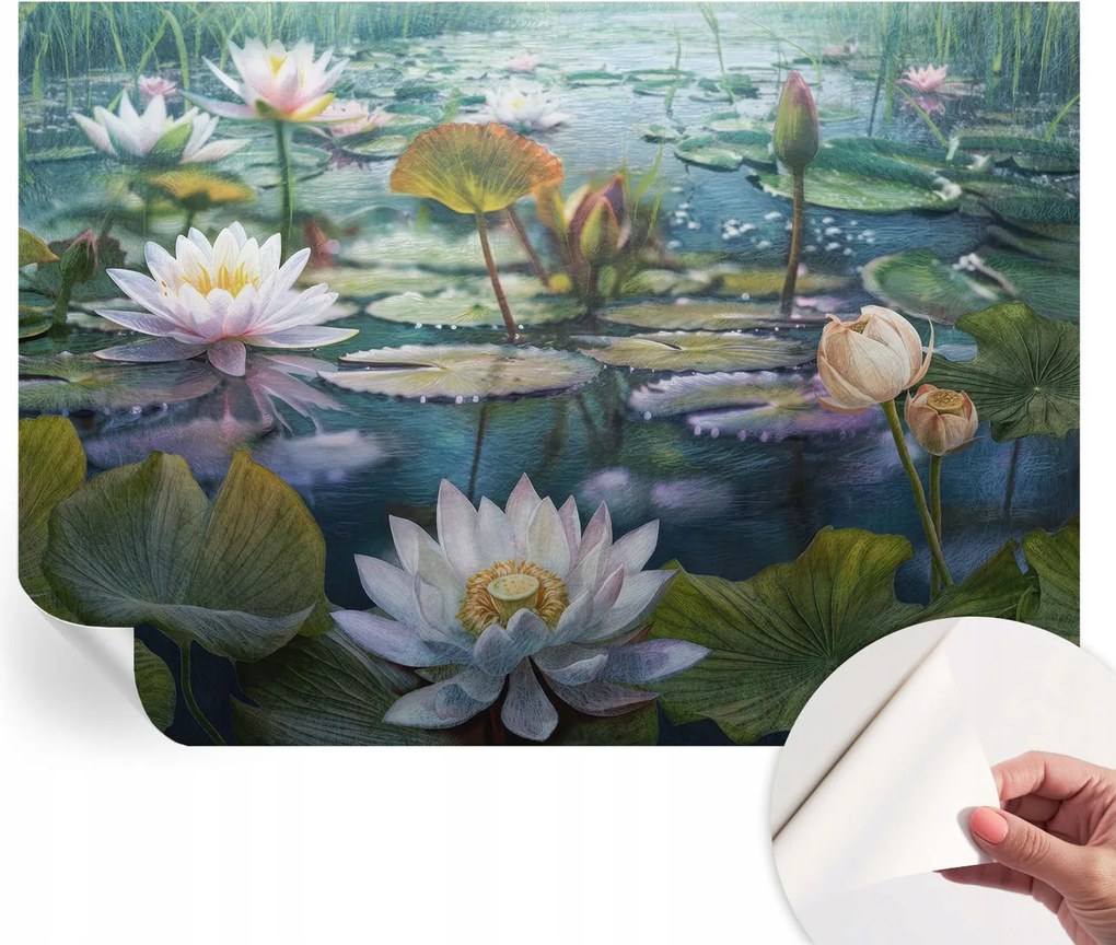 Öntapadós Dekoratív Fotótapéta Hálószobába Tó Virágok 208x146 cm