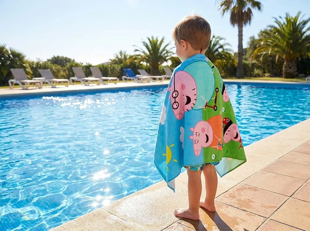 Gyerek strand fürdőlepedő PEPPA MALAC 70x140 cm színes, 100% pamut velúr