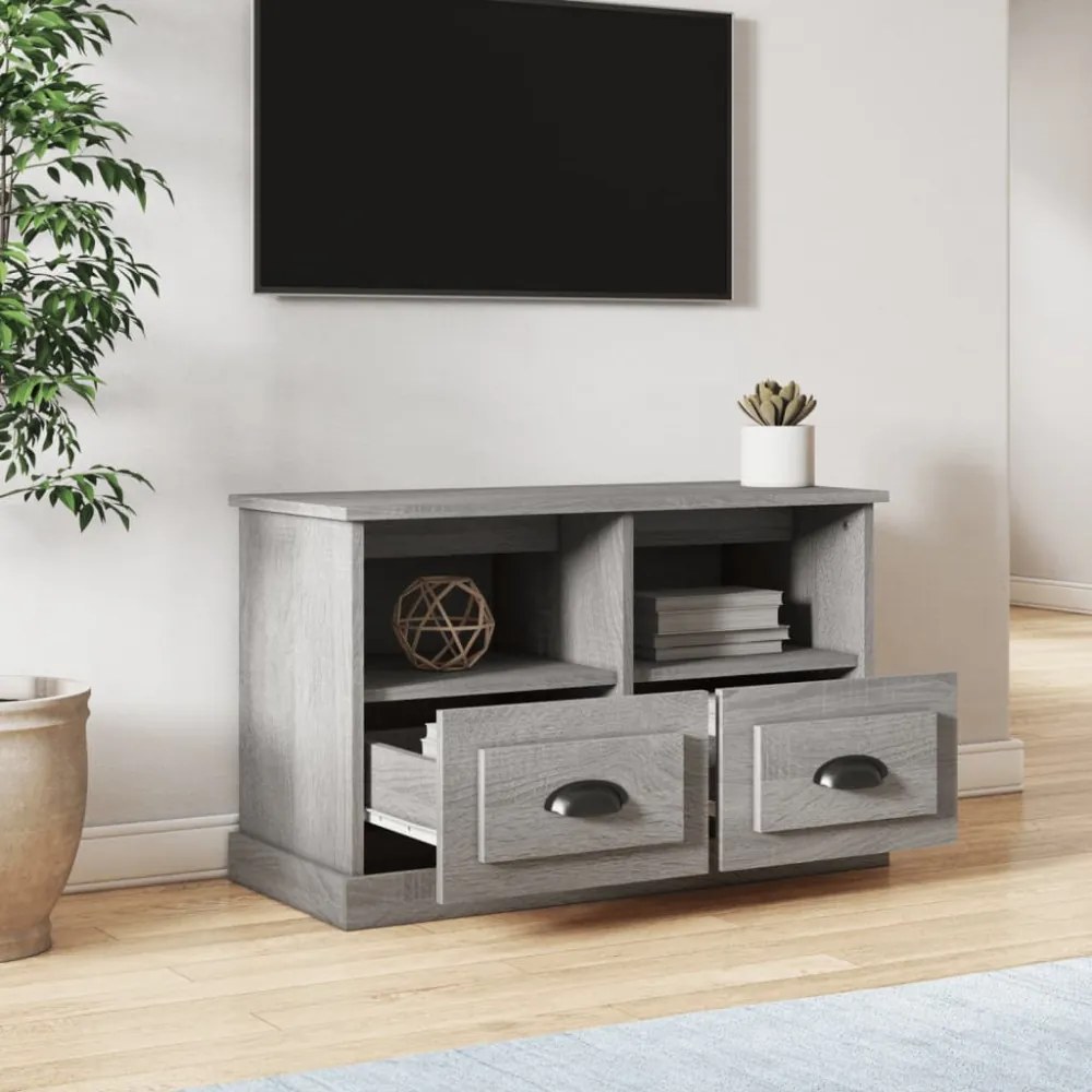szürke sonoma színű szerelt fa TV-szekrény 80 x 35 x 50 cm