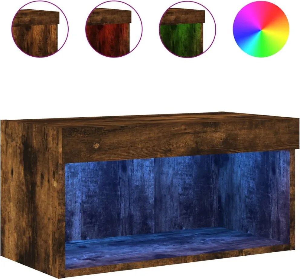 vidaXL füstös tölgy színű TV-szekrény LED-világítással 60 x 30 x 30 cm