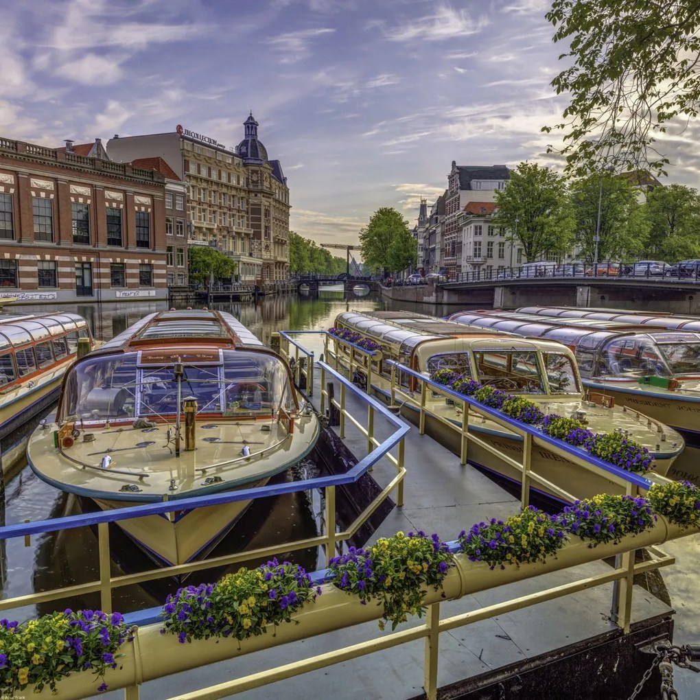 Poszter 50x50cm Kikötött hajók Amszterdamban, Assaf Frank