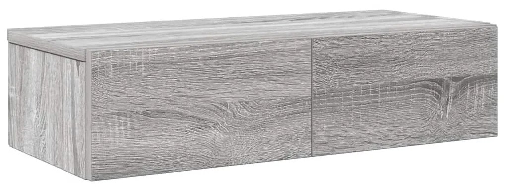 Falipolc fiókokkal szürke sonoma 60x26,5x15 cm műszaki fa