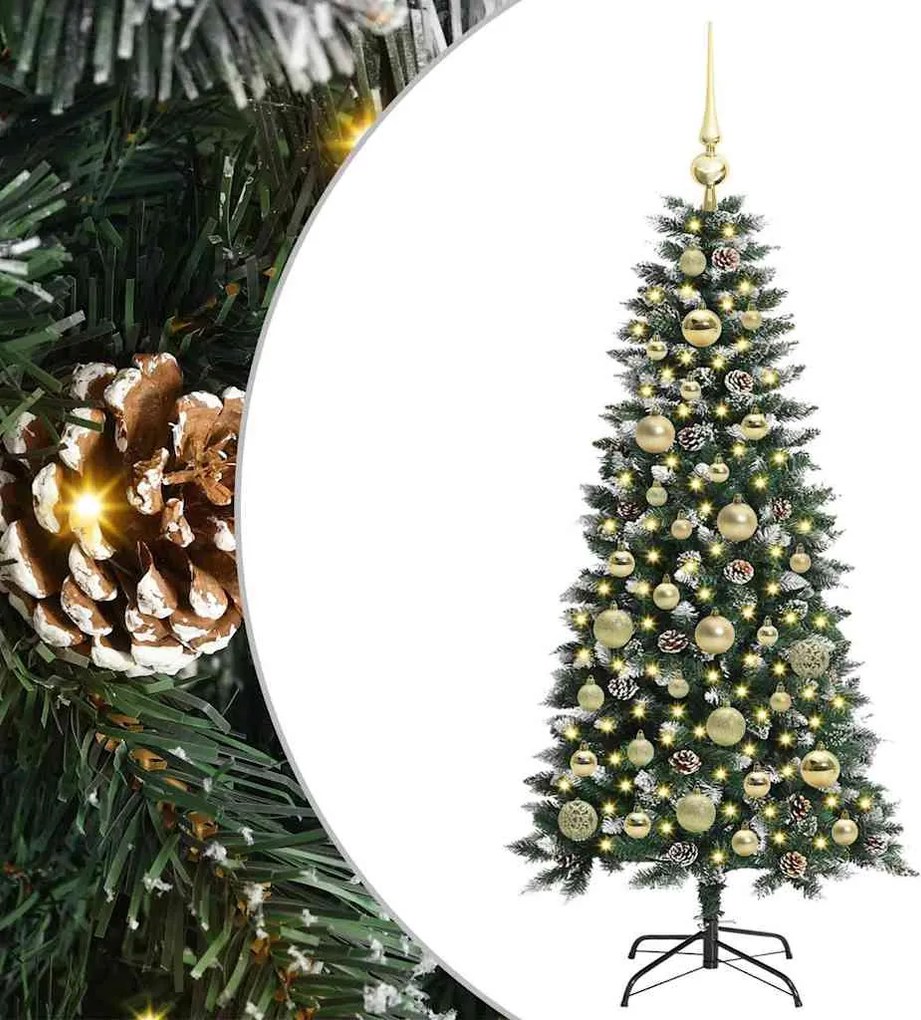 vidaXL Mű karácsonyfa 150 LED-del Zöld 120 cm PVC és Műanyag és Acél