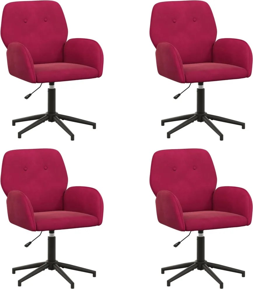 vidaXL Forgós Íróasztali Székek 4 db 54 x 55 x 90 cm Bordó Bársony