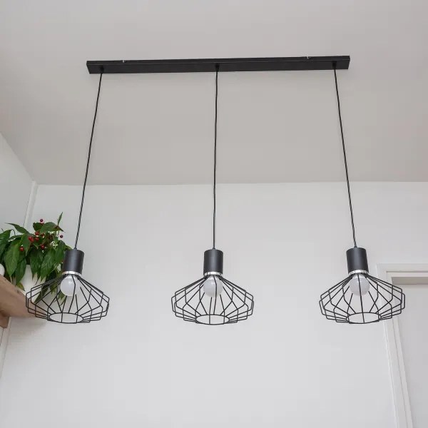 SOLANO kábeles függeszték 3xE27/15W/230V fekete/fényes króm