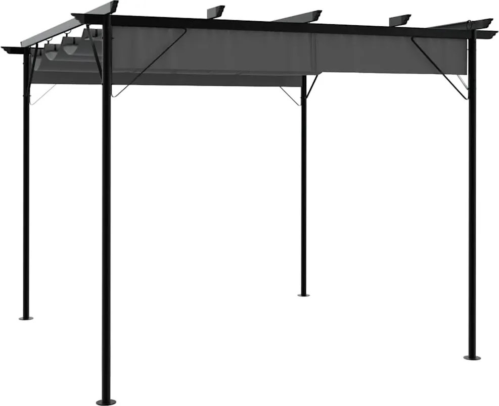 vidaXL antracitszürke acél pavilon behúzható tetővel 3 x 3 m 180 g/m²