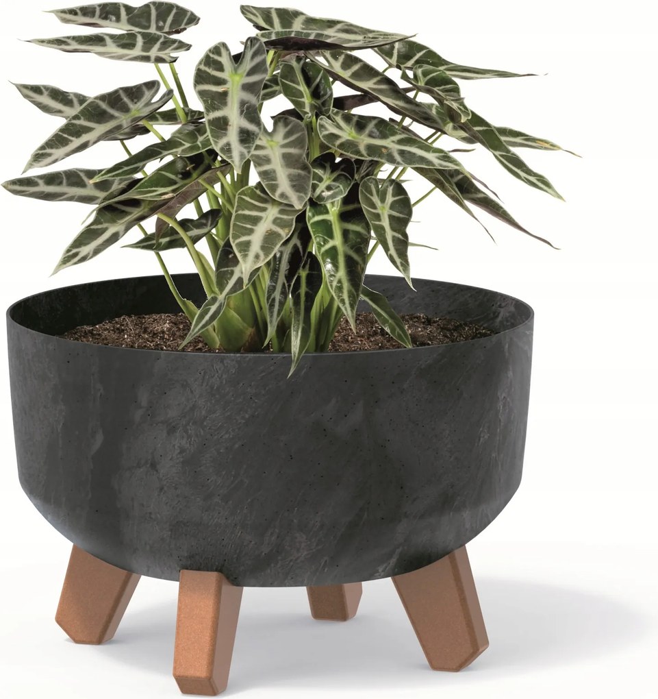 Kerek virágtartó alacsony beton hatású lábak antracit