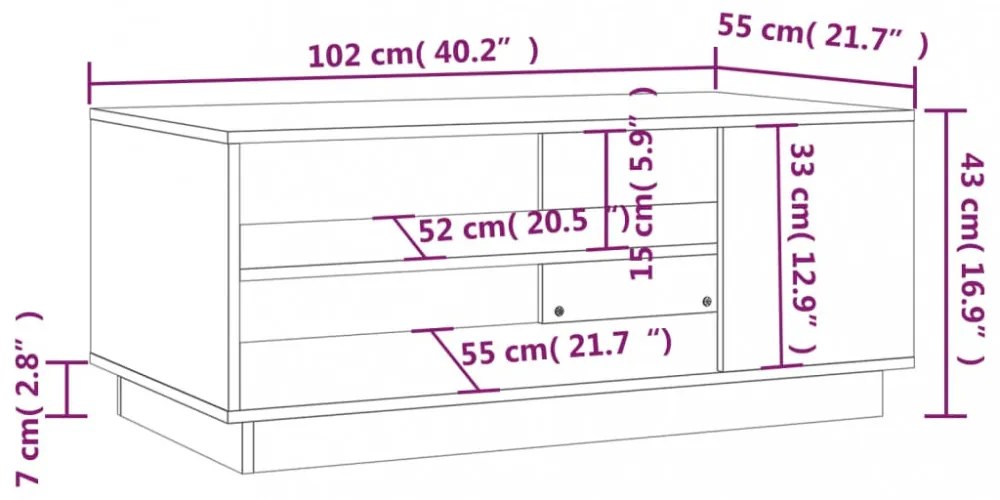 fekete szerelt fa dohányzóasztal 102x55x43 cm