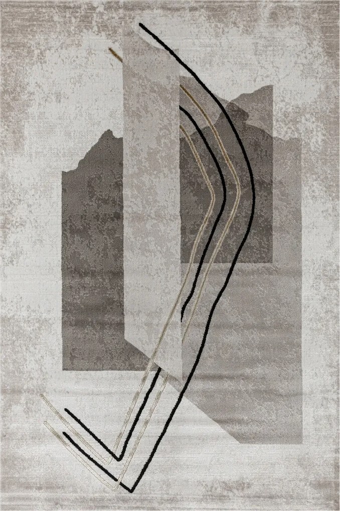 Szürke-bézs Szőnyeg Arany Sűrű Árnyékolt Vonalak A Szobába Kashmir 120x170 cm