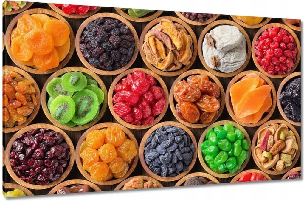 Vászonkép 120x70 Aszalt gyümölcsök tálakban