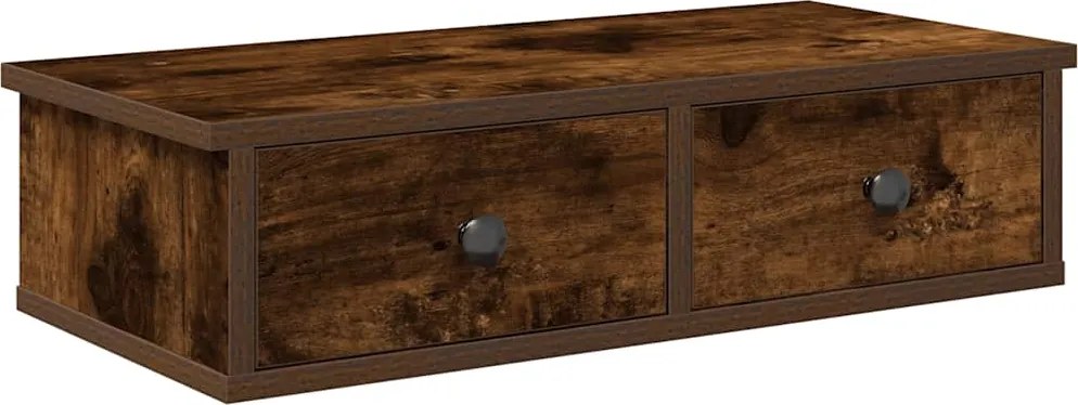 vidaXL Falipolc fiókokkal füstölt tölgy 60x28x15 cm műszaki fa