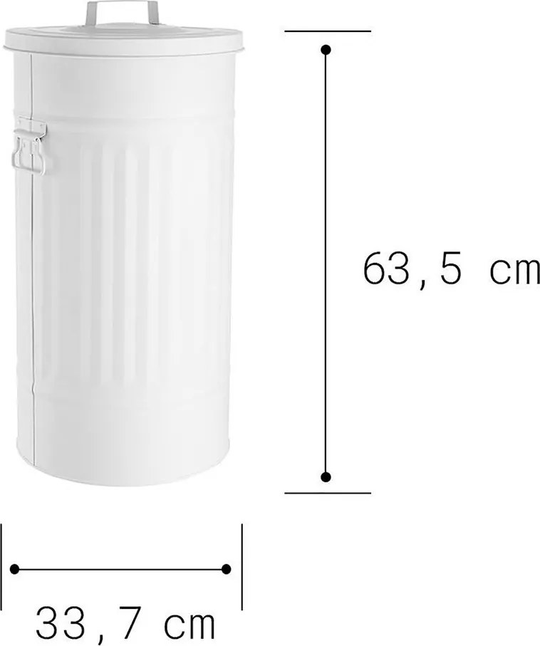 ZINC szemetesvödör/tárolóvödör, fehér 40 l