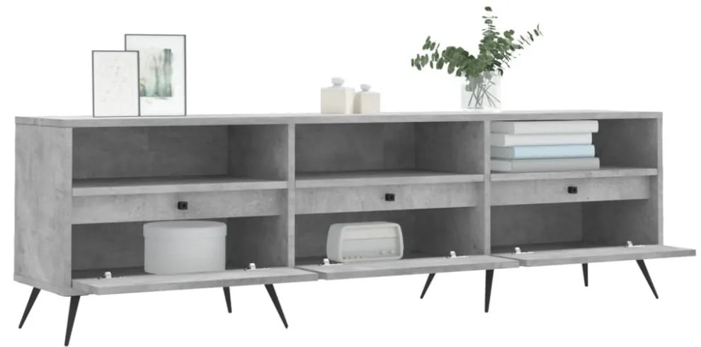 betonszürke szerelt fa TV-szekrény 150x30x44,5 cm