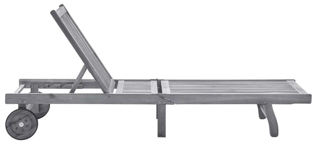 Szürke tömör akácfa kerti napozóágy párnával