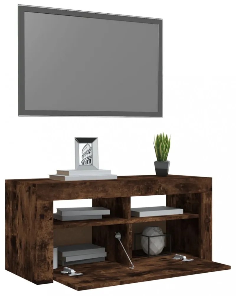 füstös tölgy színű TV-szekrény LED-világítással 90 x 35 x 40 cm