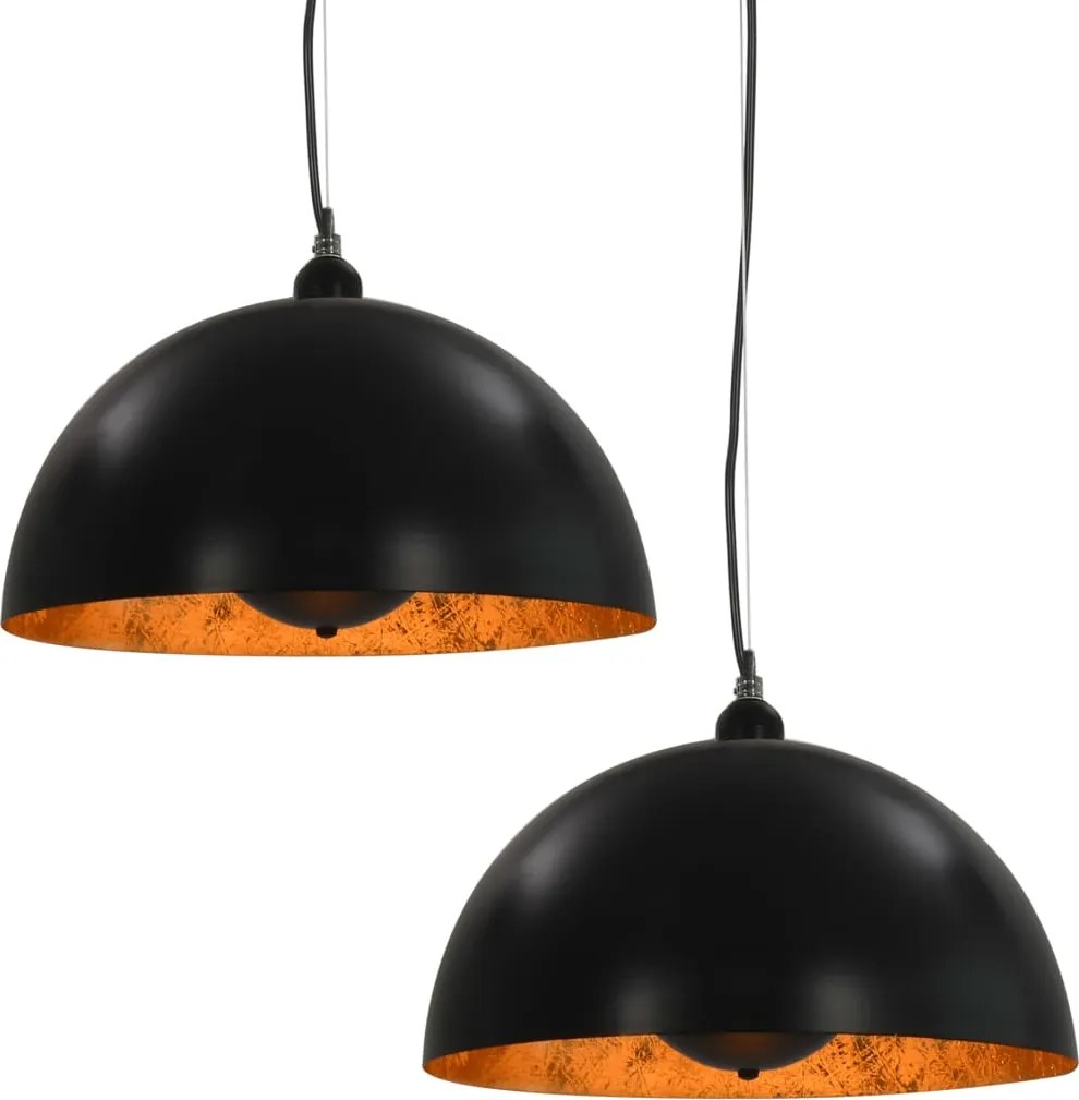 vidaXL 2 darab fekete-arany félgömb alakú mennyezeti lámpa 40 cm E27
