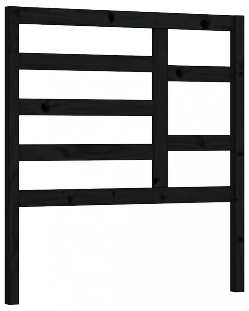fekete tömör fenyőfa ágyfejtámla 106 x 4 x 104 cm