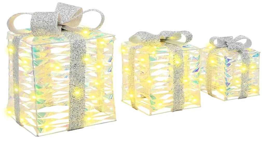 Ajándékdoboz 60 LED-del 3 pcs Meleg fehér 20 x 20 x 20 cm PET